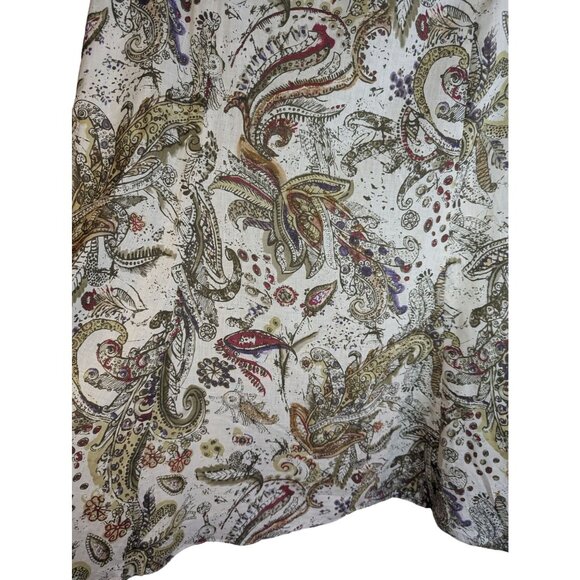 Jones Wear Women's Linen Blend Abstract Paisley Print Retro Look Midi SkirtSz 18 - Picture 2 of 8
